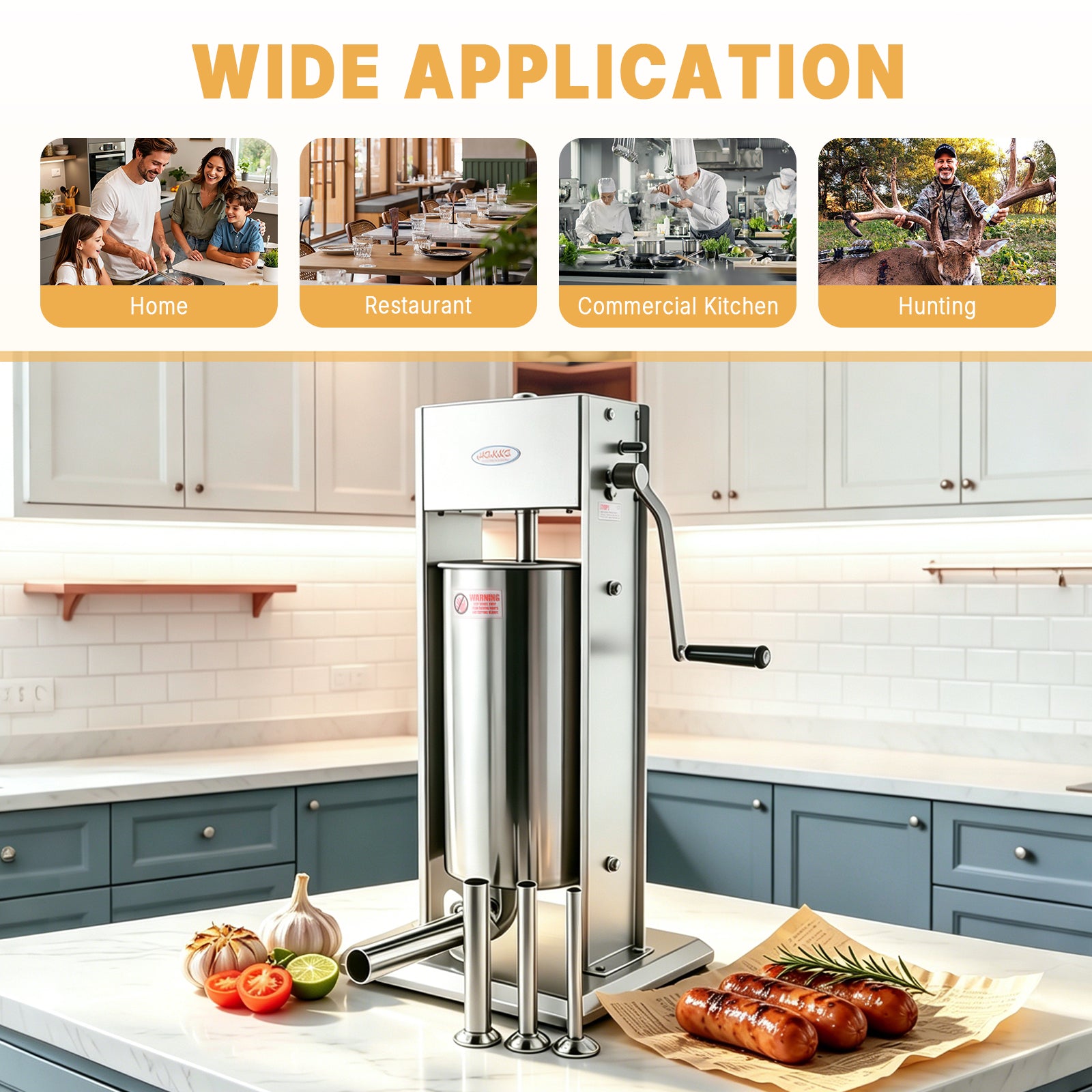 MorganGastro 12L/25lb Manual Sausage Stuffer, 2-Speed Stainless Steel Vertical Meat Filler with 4 Nozzles - Image 5