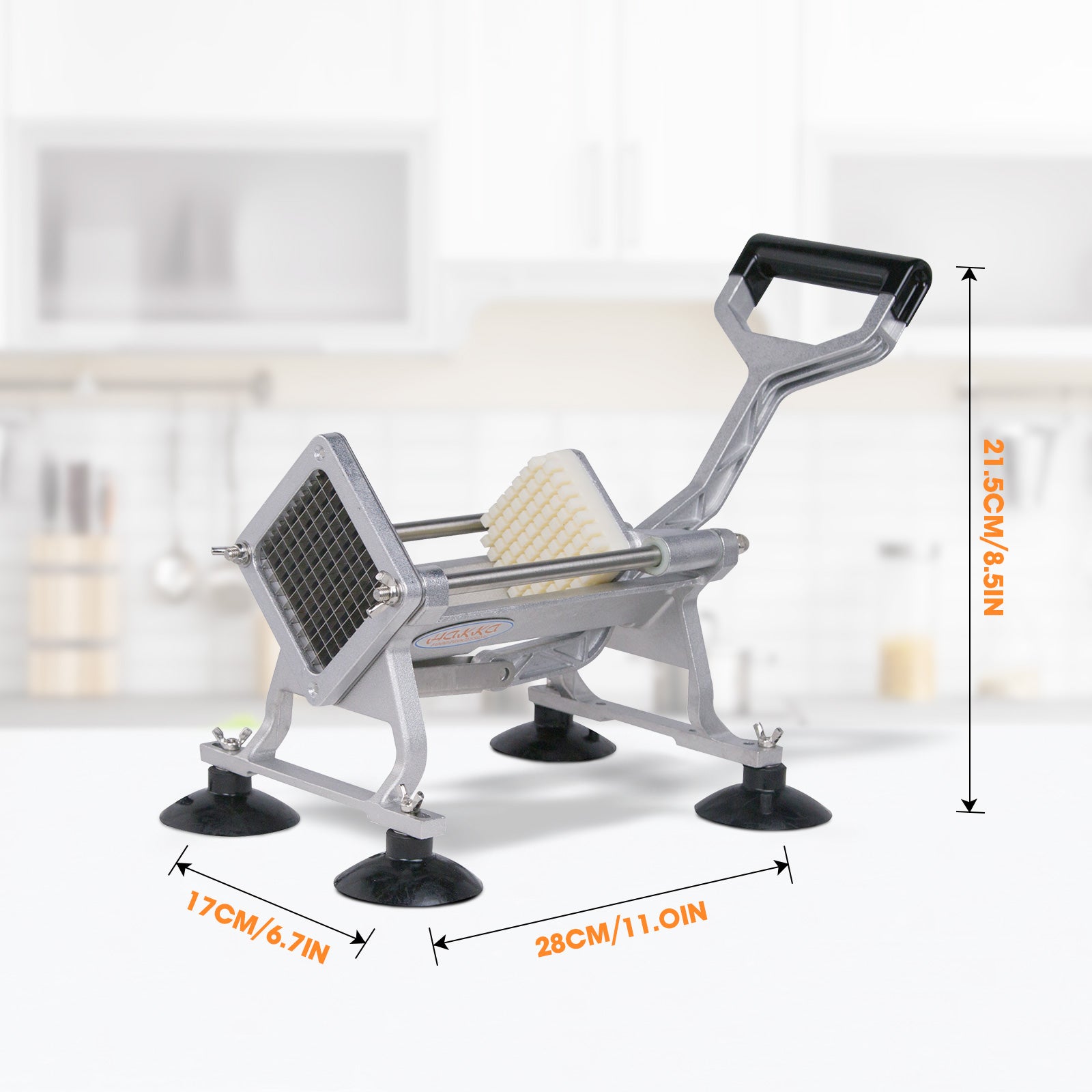 MorganGastro French Fry Cutter, Commercial Potato Slicer Stainless Steel French Fries Machine with Suction Feet for Patatoes/Carrots/Cucumbers, including 3 Blades(1/4", 3/8",1/2") - Image 4