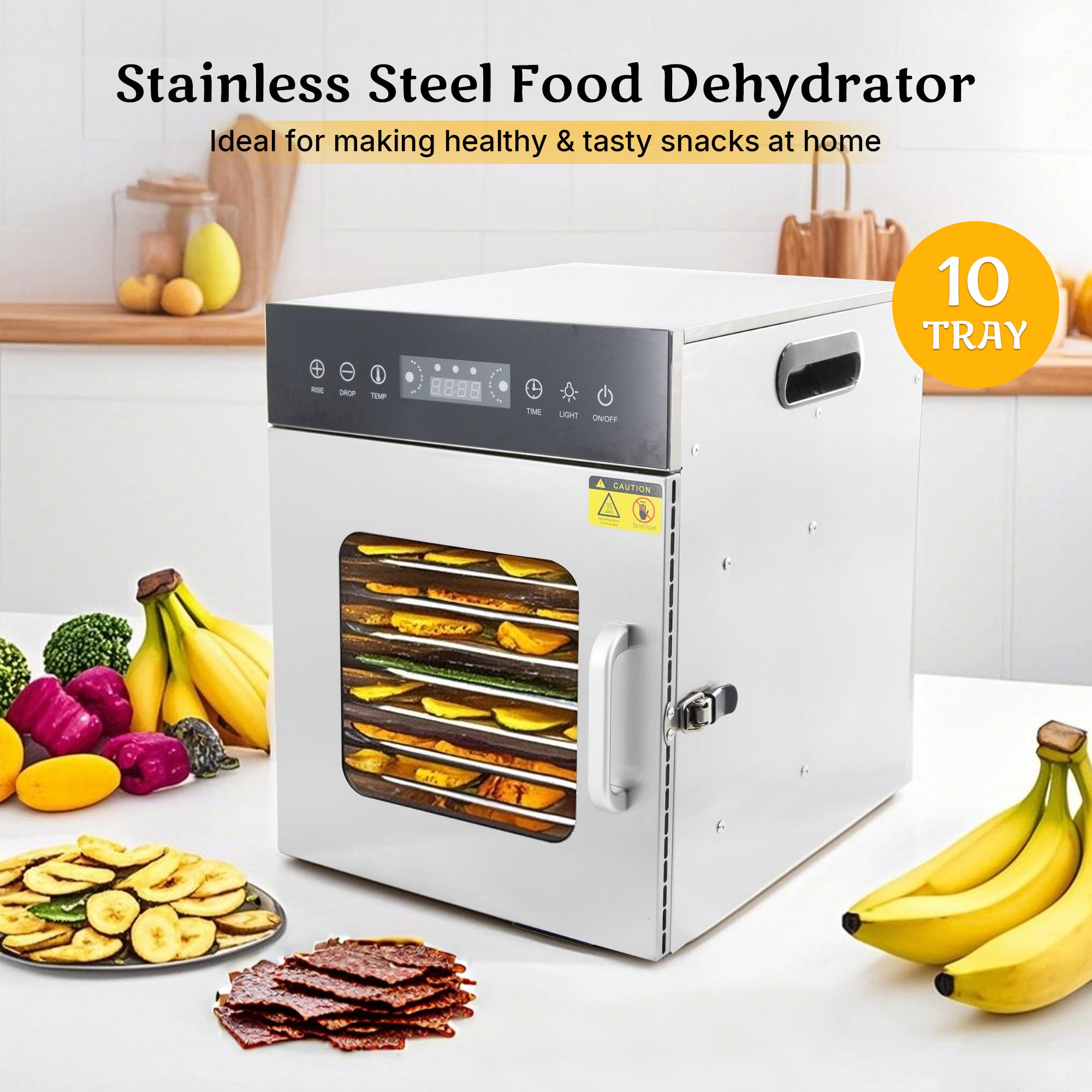 MorganGastro Food Dehydrator 10 Tray Stainless Steel Meat Fruit Jerky Dryer Blower - Image 5