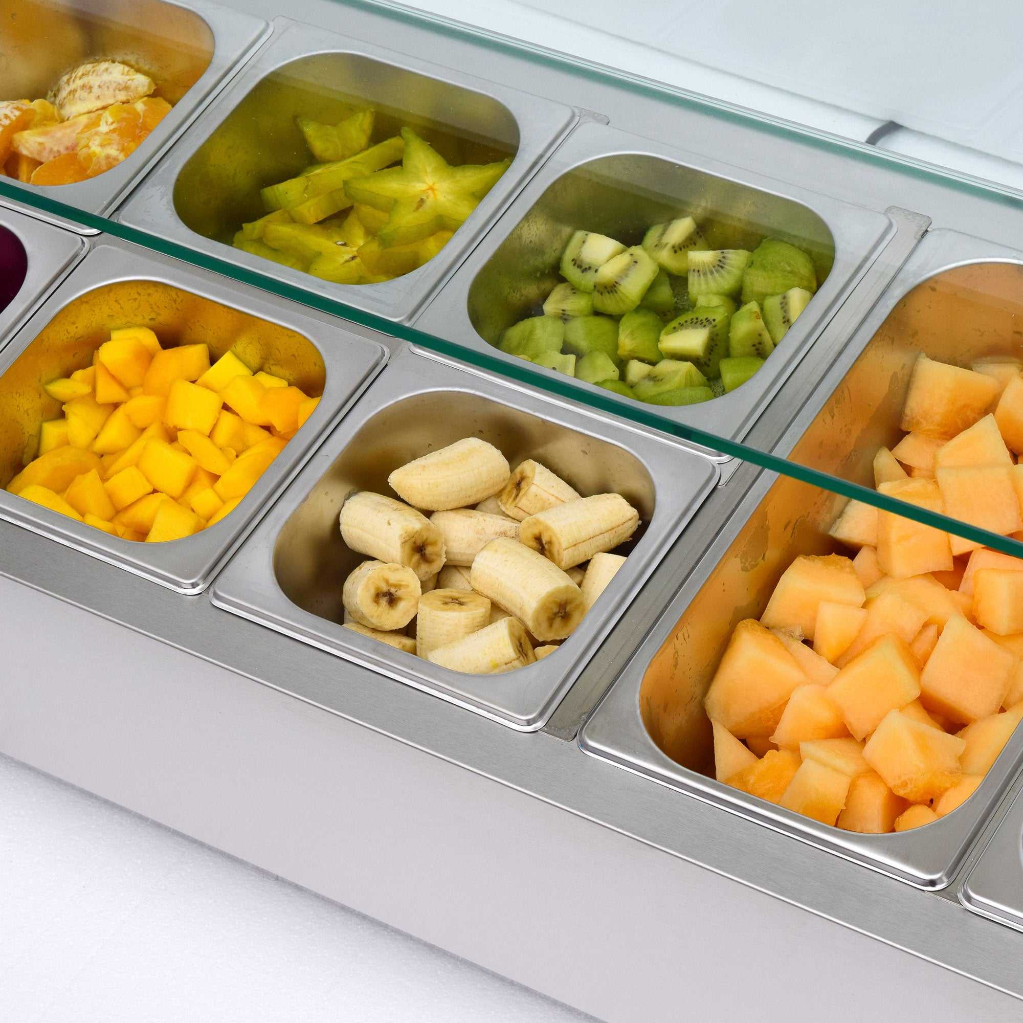 Carina Refrigerated Salad Pizza Sandwich Condiment Preparation Counter Workbench Commercial Display Cabinet Freezer (Dinner Plates Not Included) - Image 7