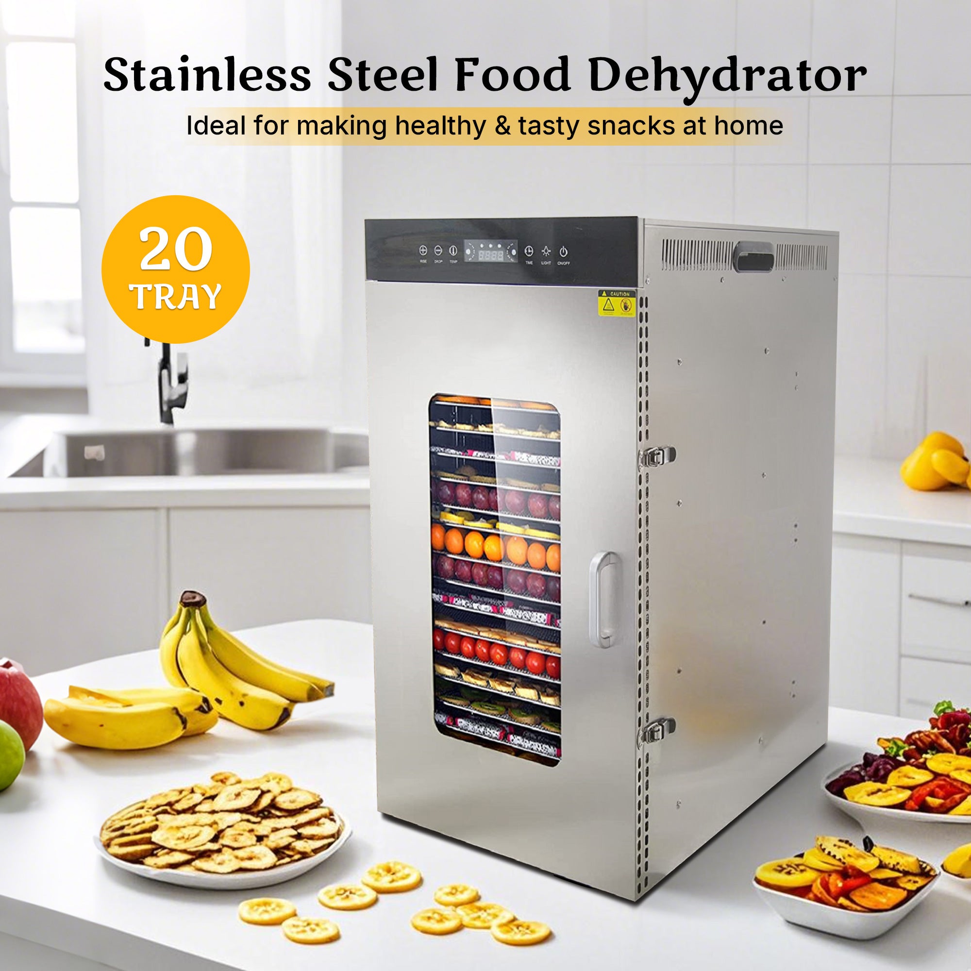 MorganGastro Stainless Steel Food Dehydrator 20 Tray Meat Fruit Jerky Dryer Blower - Image 5
