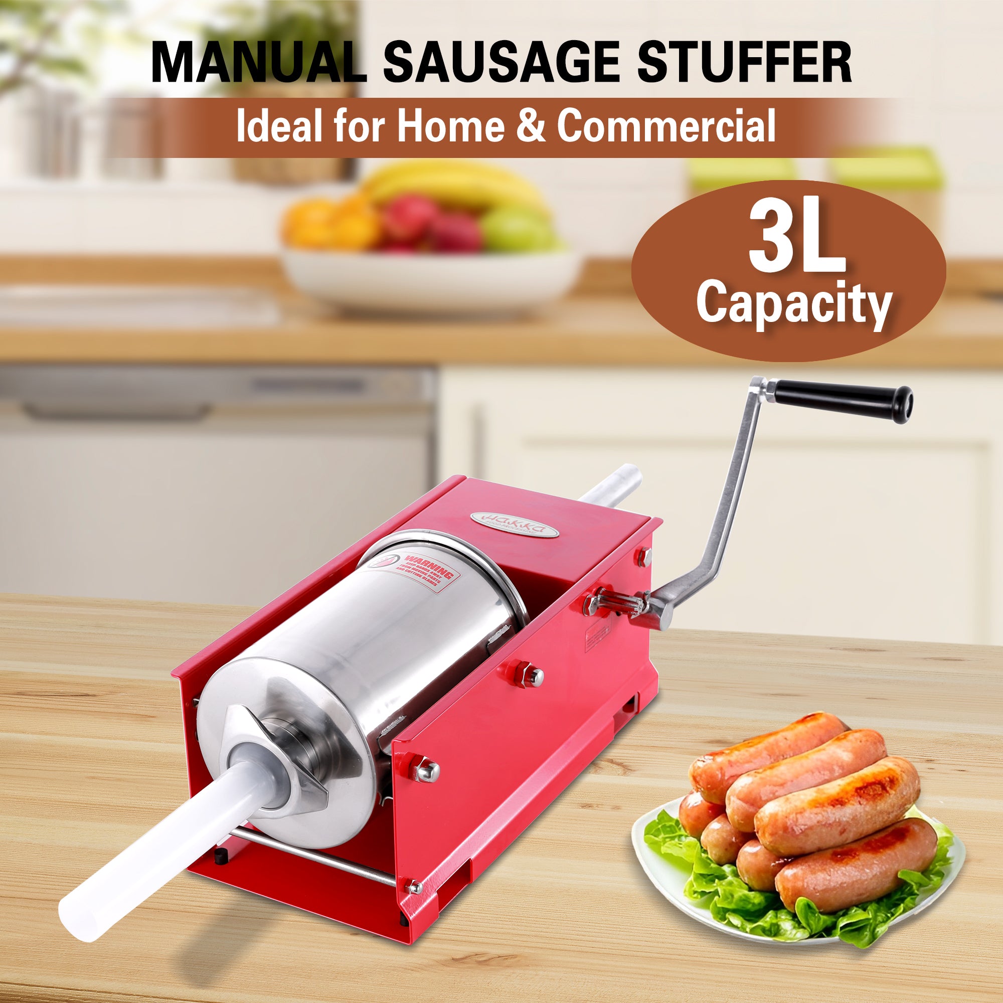 MorganGastro 7 Lbs(3 Liter) Sausage Stuffers 2 Speed Spray-painted Horzontal Sausage Makers - Image 2