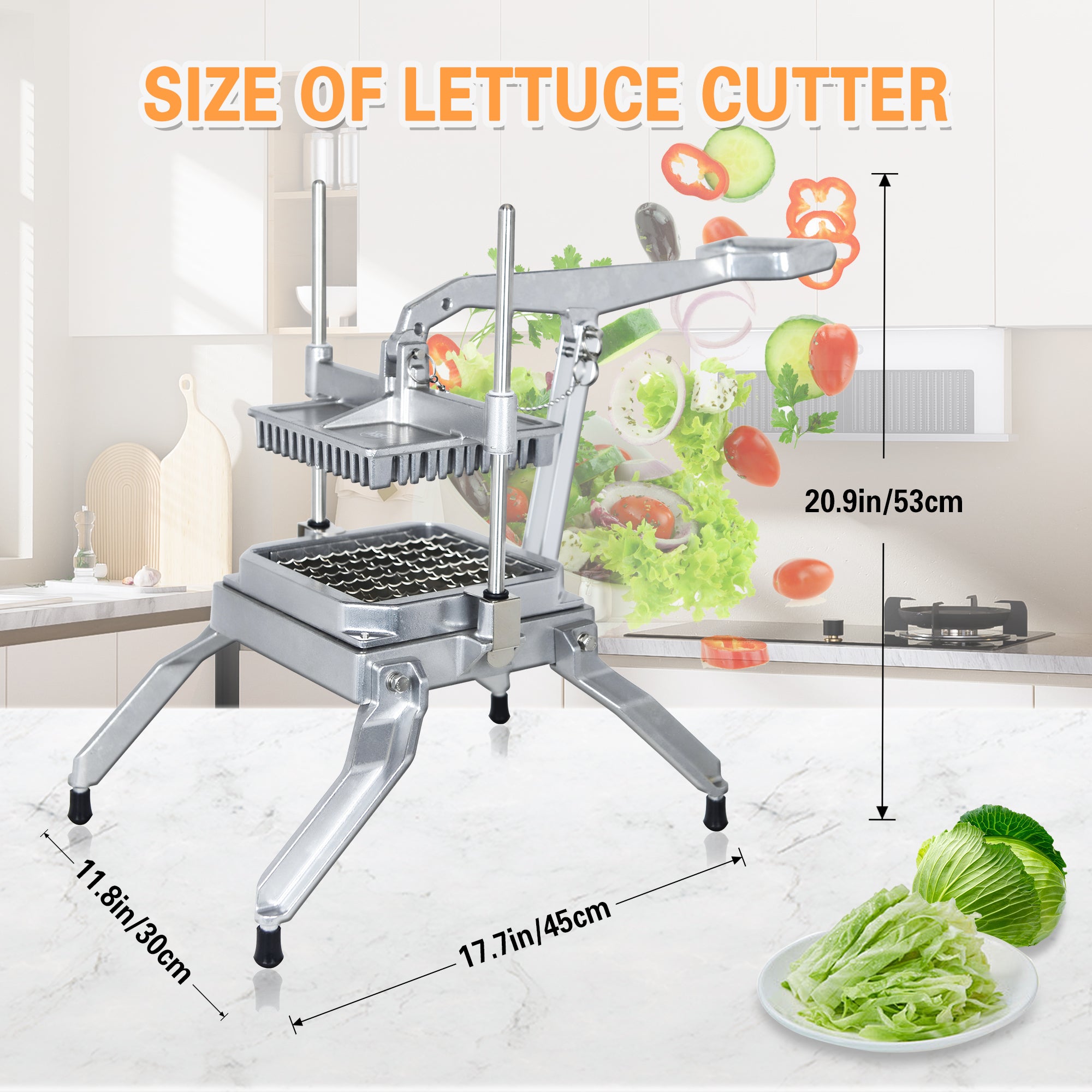 MorganGastro Commercial Stainless Steel Lettuce Cutter Include 3 Blades(1 * 1", 1 * 1/2", 1/2 * 1/2") - Image 2