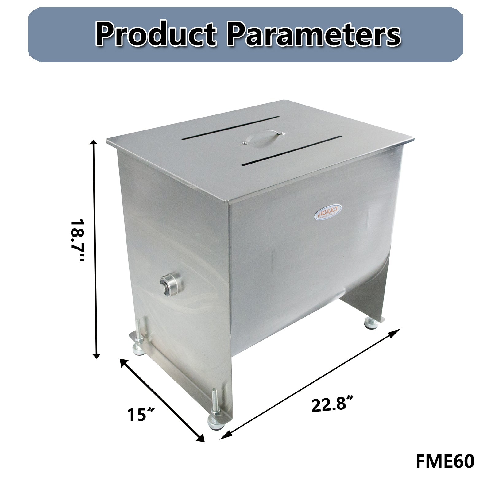 MorganGastro 45L/90lb Manual Meat Mixer Stainless Steel Hopper Food Mixer Machine - Image 2