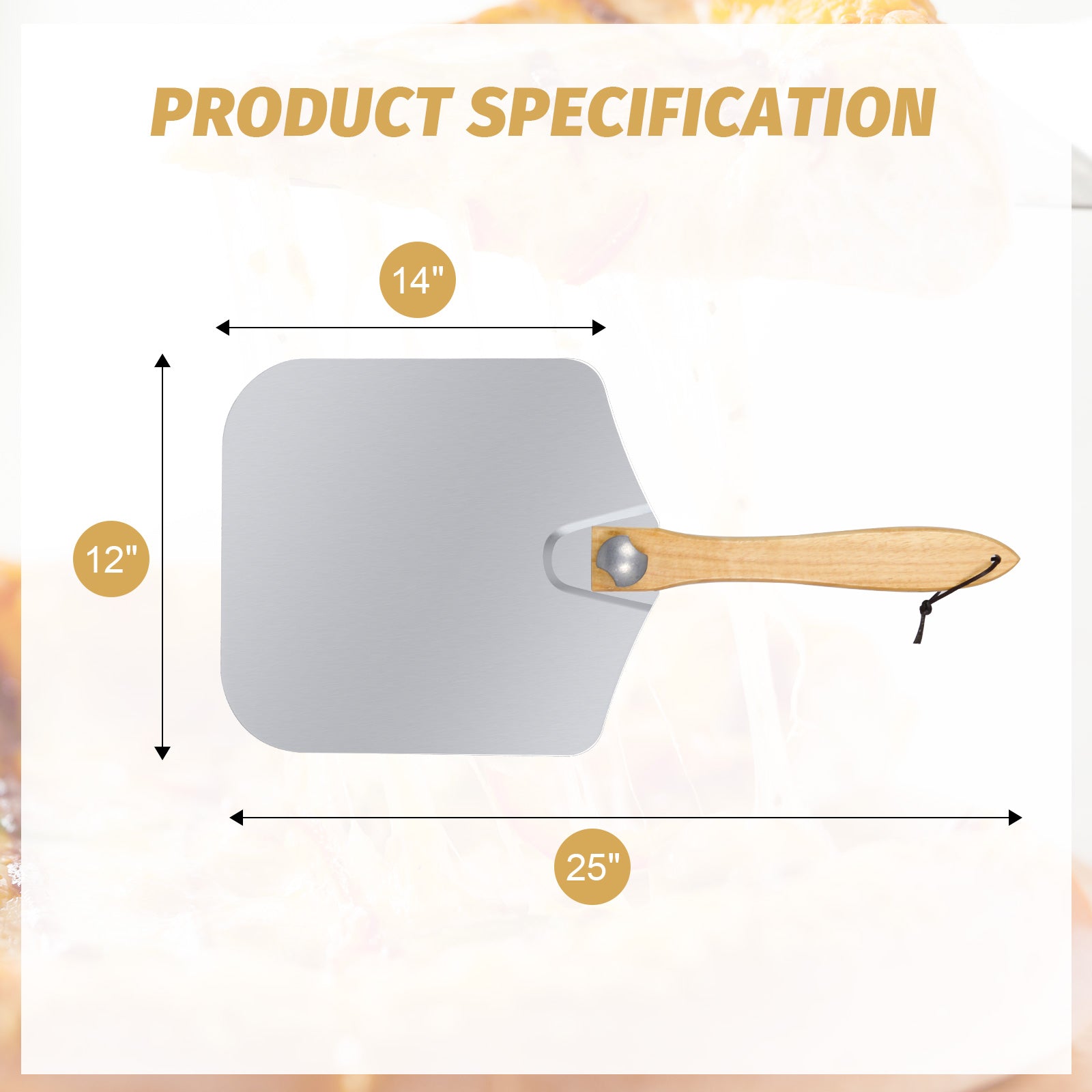 Clivia 12"x24"x25" Foldable Handle Pizza peel Aluminum Pizza Turning Peel - Image 2