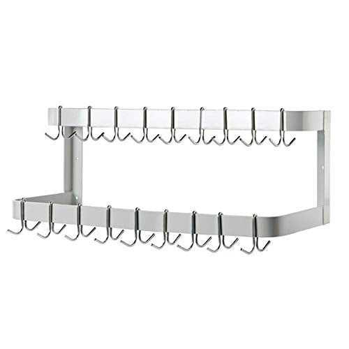 MorganGastro 84 in. Wall Mounted Commercial Stainless Steel Double Line Pot Rack