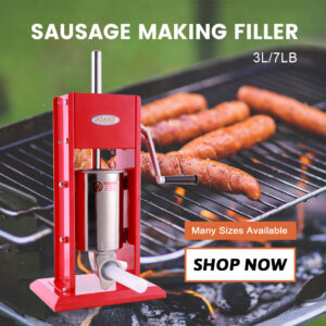 MorganGastro Sausage Stuffer 7 Lb/3 L Two Fill Rate Spray-painted Steel Vertical 7 Lb Sausage Maker(cv-3)(Official Refurbishment)