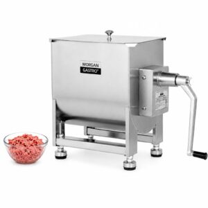 Morgangastro 7.5L/15 lb Commercial Manual Meat Mixer with Gearbox, Fixed Tank Stainless Steel Sausage & Burger Mixer