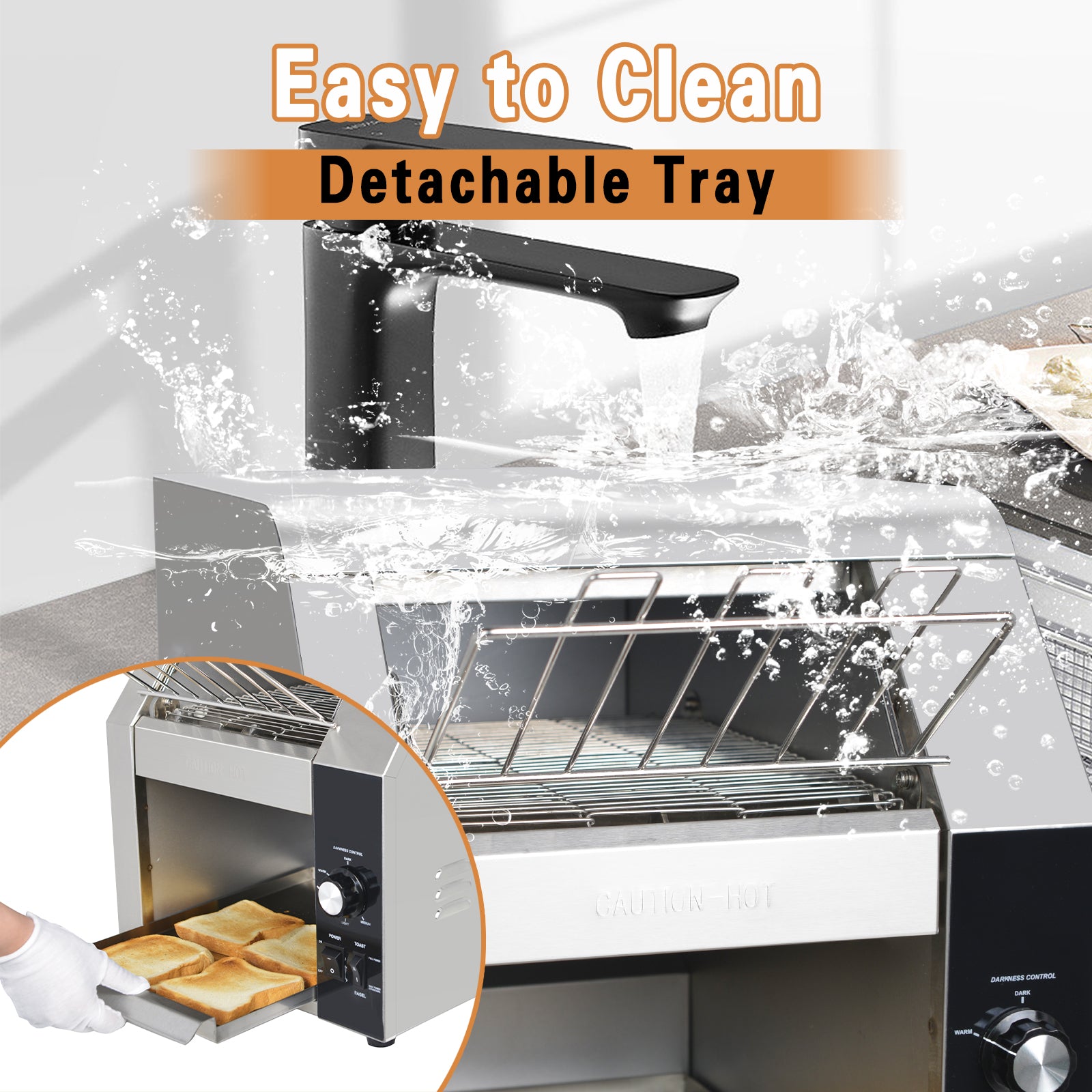 EasyRose 450 Slices/Hour 9.4" Wideness With 3" Opening Commercial Toaster, 120V,1800W, ETL - Image 6