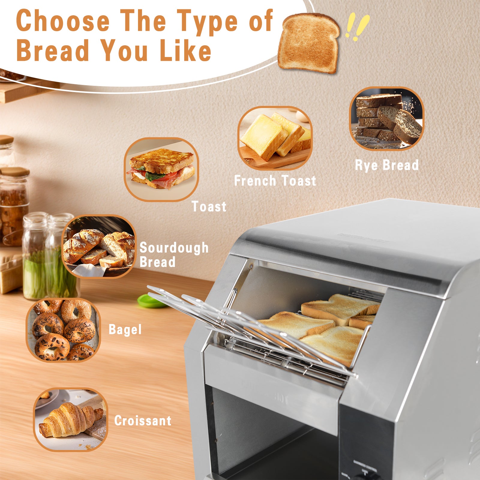 EasyRose 450 Slices/Hour 9.4" Wideness With 3" Opening Commercial Toaster, 120V,1800W, ETL - Image 5