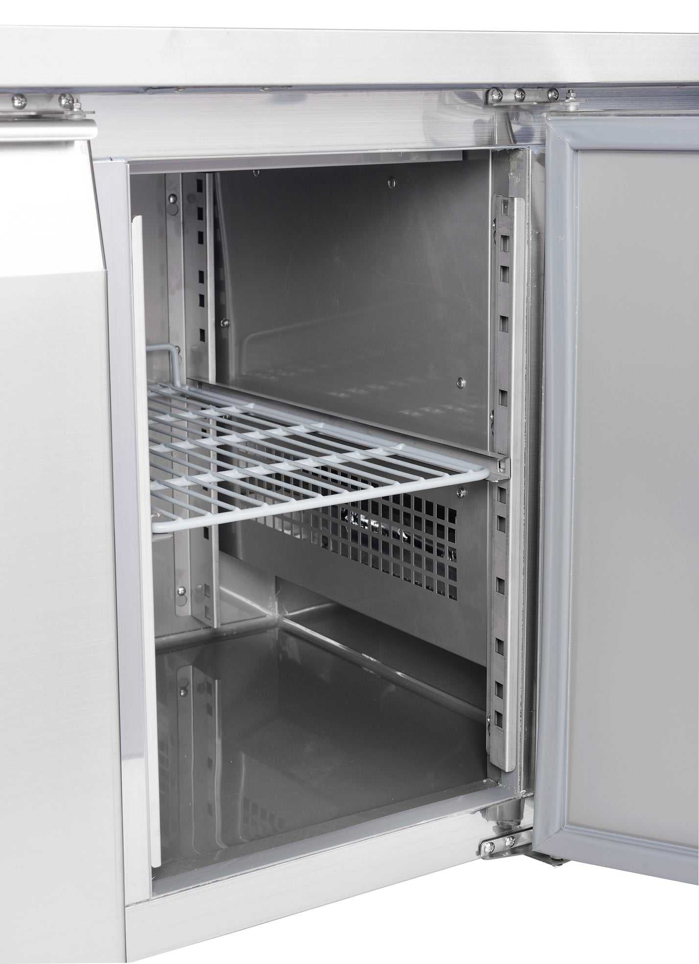 Carina Refrigerated Salad Workbench Stainless Steel Pizza and Salad Preparation Counter Commercial Display Case (PS300) - Image 4