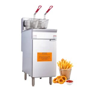 EasyRose 50 Lb Commercial LPG Deep Fryer, 4 Burners, 120,000 BTU Floor Fryer With 2 Baskets, ETL Listed