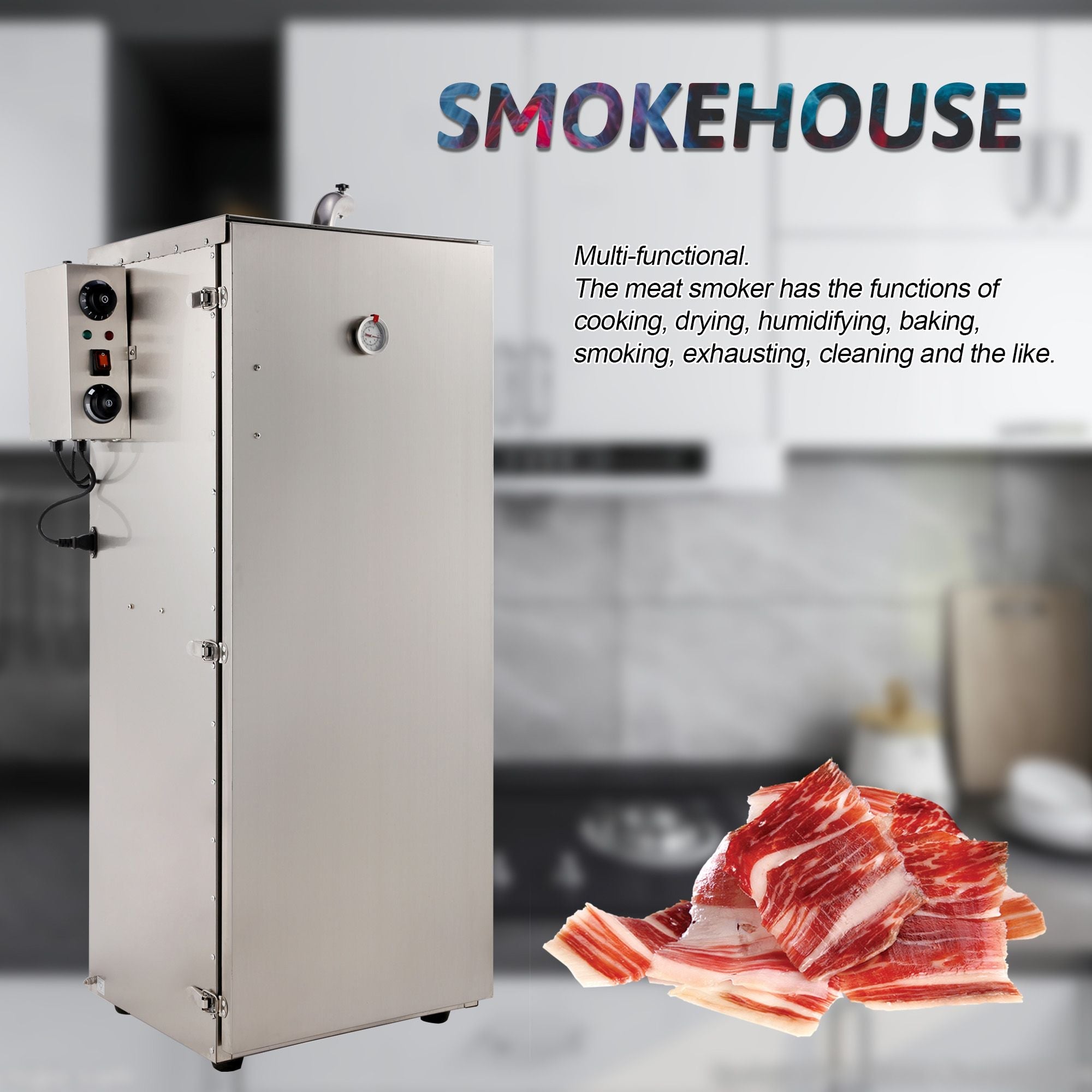 MorganGastro Upgraded Commercial Vertical Electric Smoke oven for BBQ Grill Outdoor Indoor Home Cooking Pastrami, Sausage, Bacon, Smoked Chicken, Smoked Pork(Official Refurbishment) - Image 2