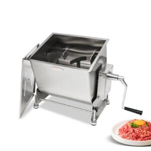 MorganGastro 22.5L/45lb Manual Meat Mixer, Tilting Stainless Steel Tank Commercial Sausage Mixer