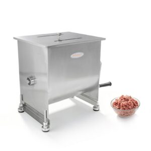 MorganGastro 22.5L/45lb Manual Meat Mixer, Fixed Stainless Steel Tank Commercial Sausage Mixer