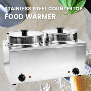 MorganGastro Commercial Countertop Food Warmer/Buffet Soup Pot (6.5Lx2)(Official Refurbishment)