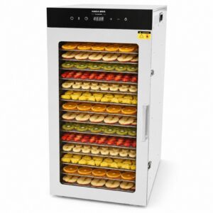 MorganGastro 20-Tray 1600W Food Dehydrator, 32.7 sq. ft. Drying Space, 86–194°F Temp, 24H Timer & Glass Door