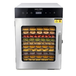 MorganGastro 10-Tray 800W Food Dehydrator, 8.9 sq. ft. Drying Space, 86–194°F Temp, 24H Timer & Glass Door