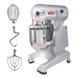MorganGastro 10Qt Commercial Planetary Mixer, 500W 3-Speed Food Mixer with Timer, Includes Dough Hook, Flat Beater & Whisk,ETL Certified