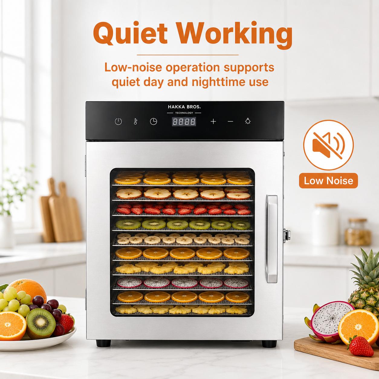 MorganGastro 10-Tray 800W Food Dehydrator, 8.9 sq. ft. Drying Space, 86–194°F Temp, 24H Timer & Glass Door - Image 5