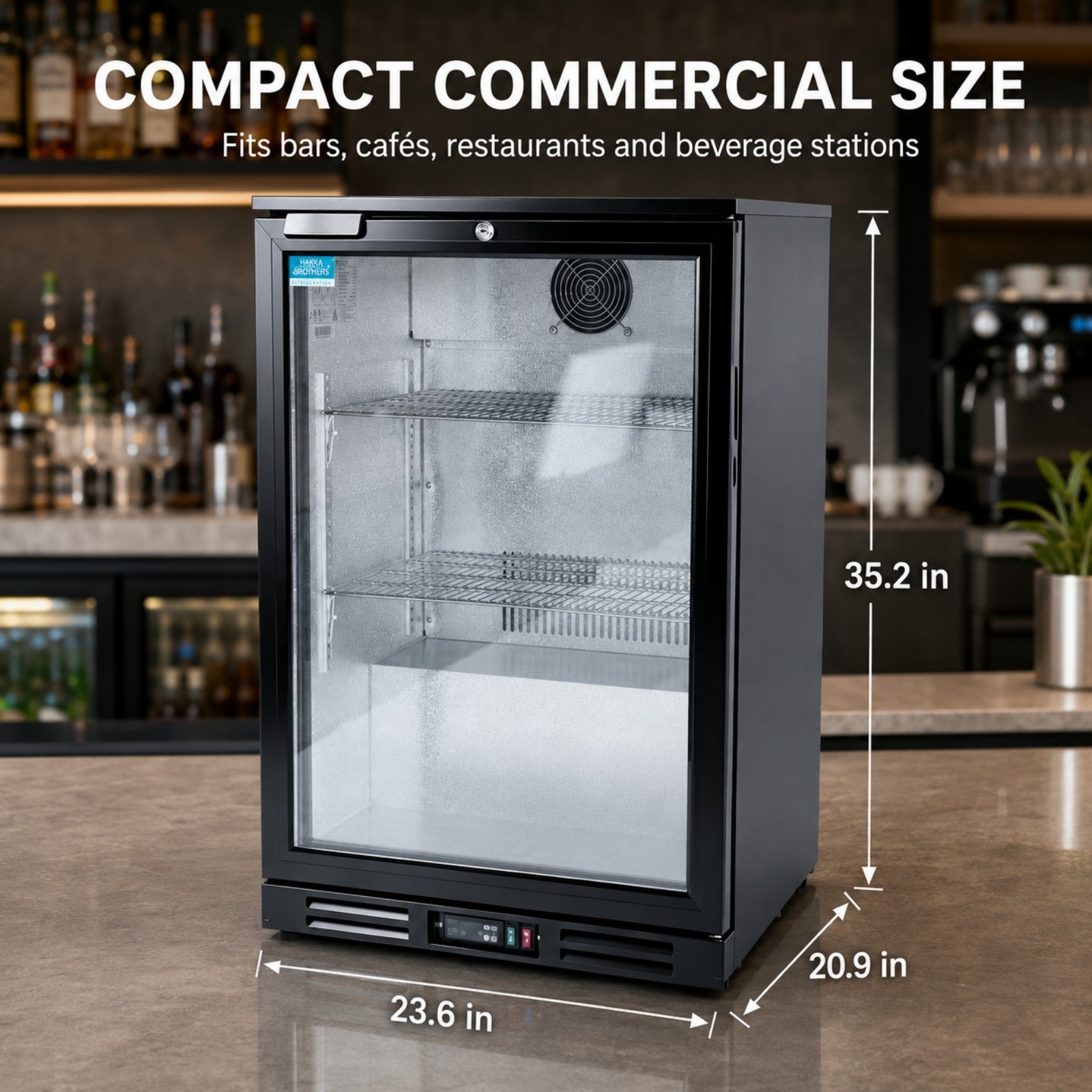 MorganGastro 138L Back Bar Cooler, 4.9 Cu. Ft. Commercial Glass Door Beverage Refrigerator with 2 Adjustable Shelves, Digital Temperature Control, LED Light & Lock - Image 2