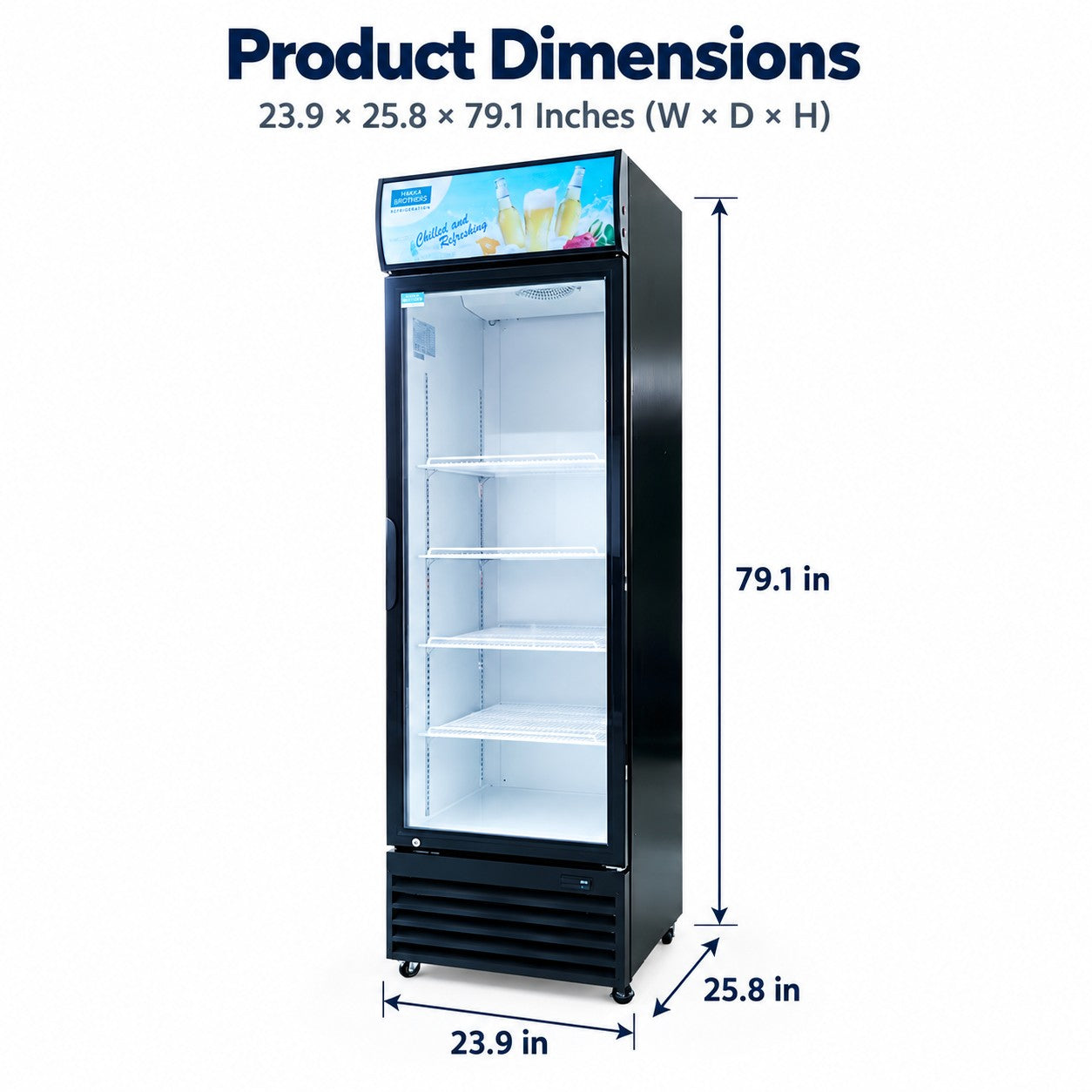 MorganGastro 15.2 Cu. Ft. / 430L Commercial Glass Door Merchandiser with Lightbox, 4 Adjustable Shelves and LED Lighting - Image 2