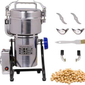 MorganGastro Grain Mill 500g High Speed Food Electric Stainless Steel Powder MillSeeds Flour Nut Pill Wheat Corn Herbs Spices Powder Machine,2000W