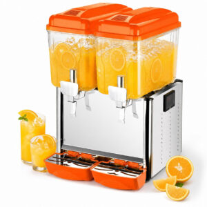 MorganGastro 2 x 12L Dual Bowl Refrigerated Beverage Dispenser, Commercial Juice Dispenser for Cold Drinks