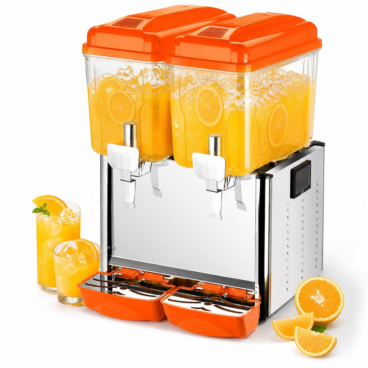 MorganGastro 2 x 12L Dual Bowl Refrigerated Beverage Dispenser, Commercial Juice Dispenser for Cold Drinks