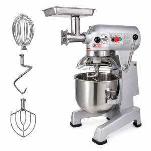 MorganGastro Commercial 20Qt Planetary Stand Mixer with Meat Grinder Attachment, 1100W Electric Food Mixer, 3 Speeds 125/225/404 RPM, Includes Dough Hook, Flat Beater & Whisk,ETL Certification