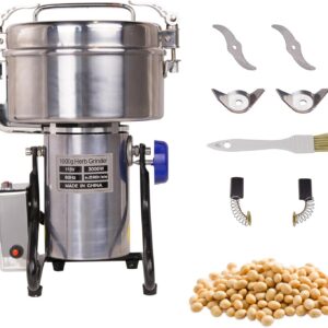 MorganGastro Grain Mill 1000g High Speed Food Electric Stainless Steel Powder MillSeeds Flour Nut Pill Wheat Corn Herbs Spices Powder Machine,3000W