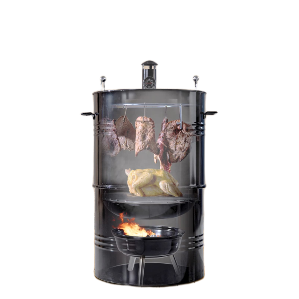 MorganGastro Vertical Charcoal Smoker, Multi-Function 14-Inch Barbecue and Charcoal Smoker Grill Heavy Duty Round BBQ Grill for Outdoor Cooking Camping