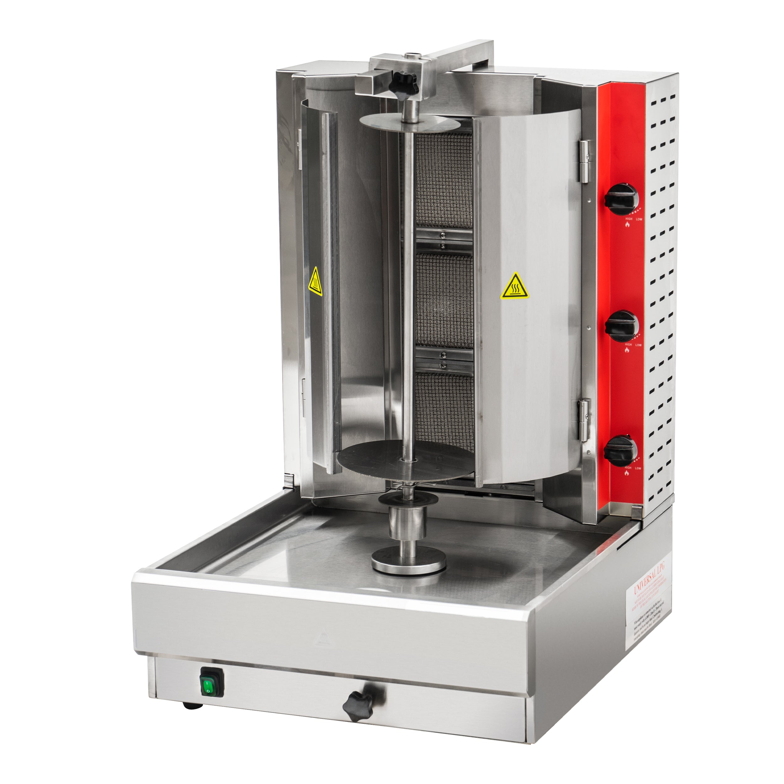MorganGastro 21"H Gas Kebab Doner Machine Vertical Broiler with 3 Burners