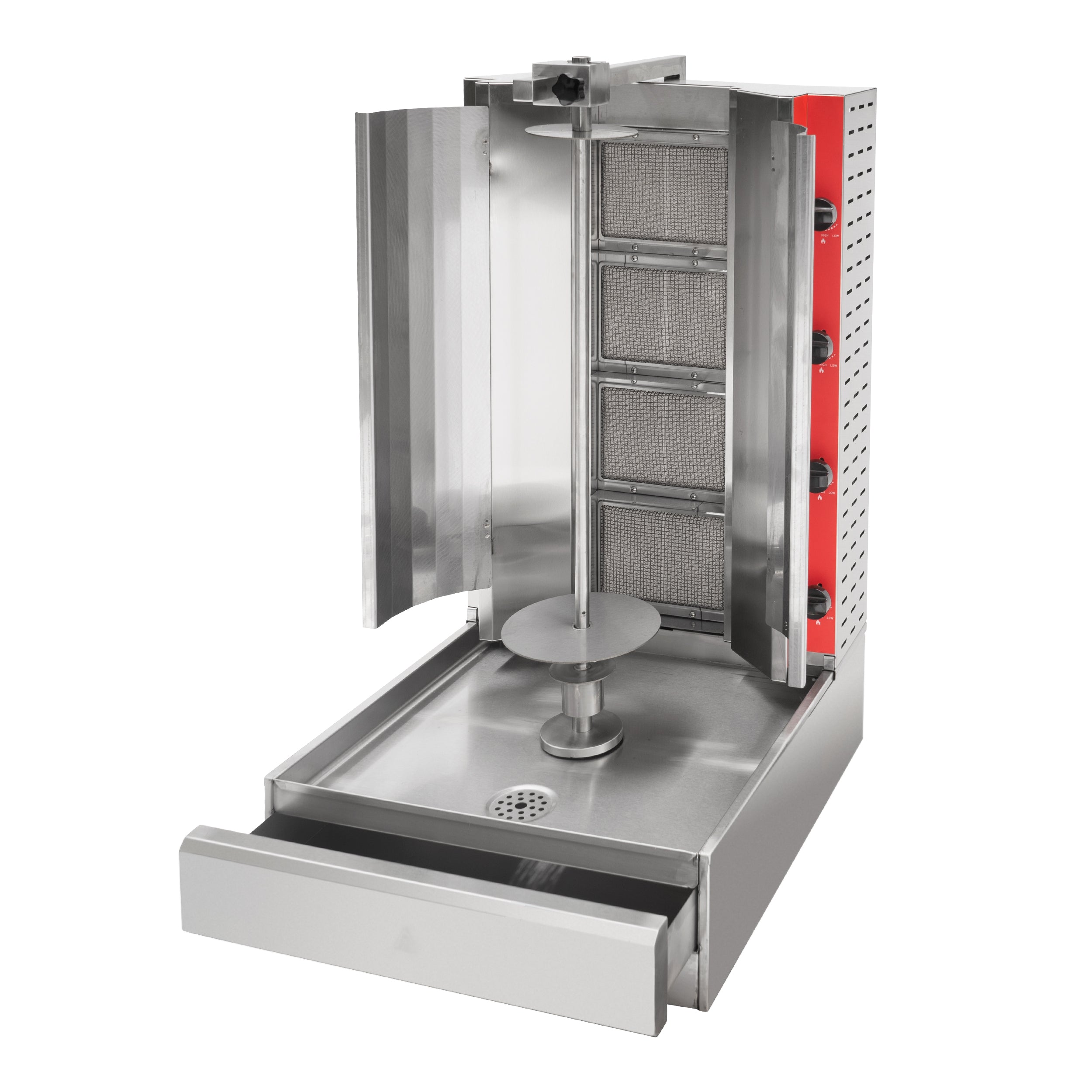 MorganGastro 28"H Gas Kebab Doner Machine Vertical Broiler with 4 Burners - Image 5