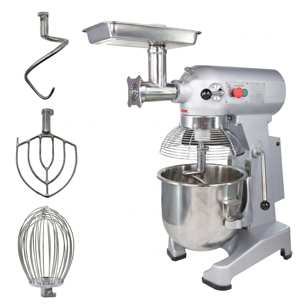 MorganGastro 30Qt Dough Stand Mixer 3 Speed, 4 Function Stainless Steel Food Mixer with Meat Grinder Head, ETL certified