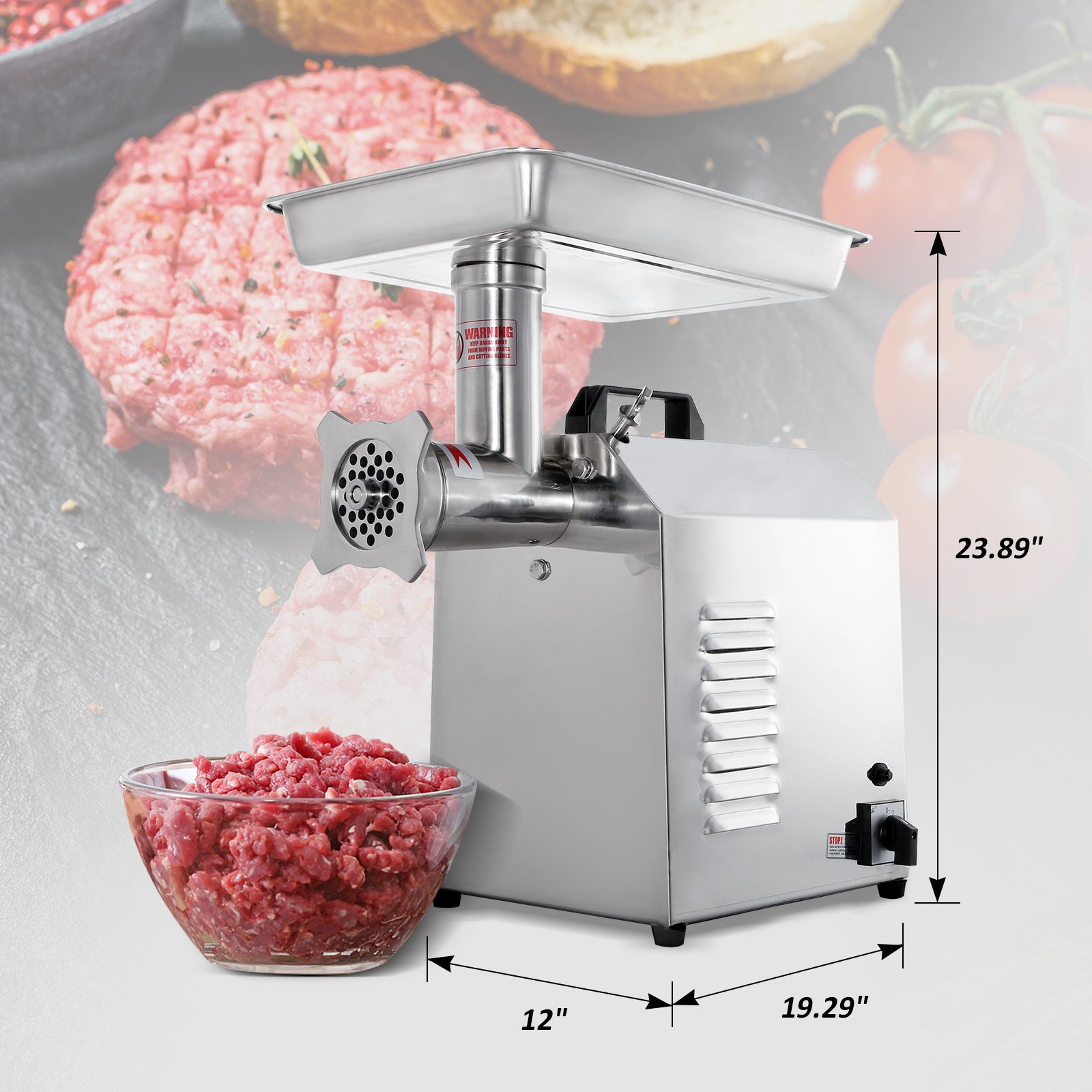 MorganGastro Electric Meat Grinder, 900W, 560 lbs/h Stainless Steel Food Mincer - Image 3