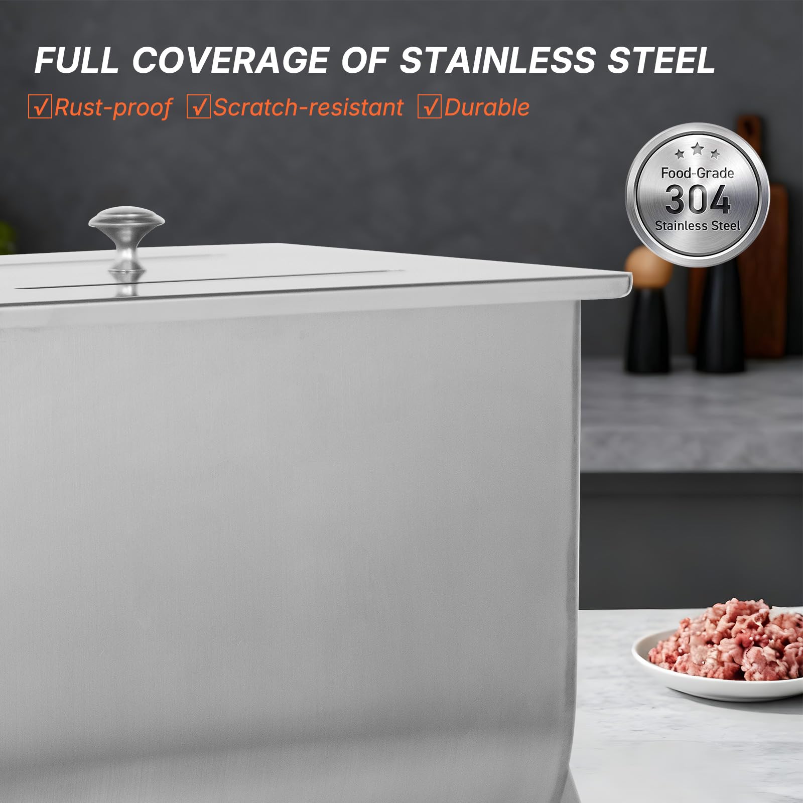 Morgangastro 7.5L/15 lb Commercial Manual Meat Mixer with Gearbox, Tilting Tank Stainless Steel Sausage & Burger Mixer - Image 4