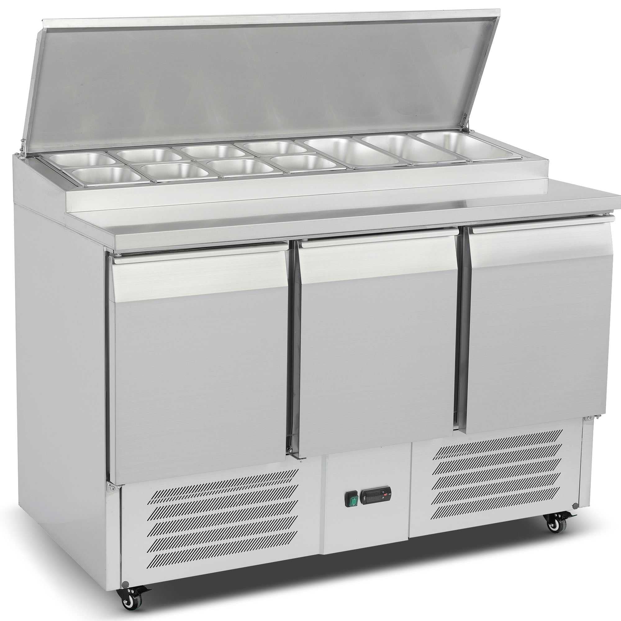 Carina Refrigerated Salad Workbench Stainless Steel Pizza and Salad Preparation Counter Commercial Display Case (PS300) - Image 3