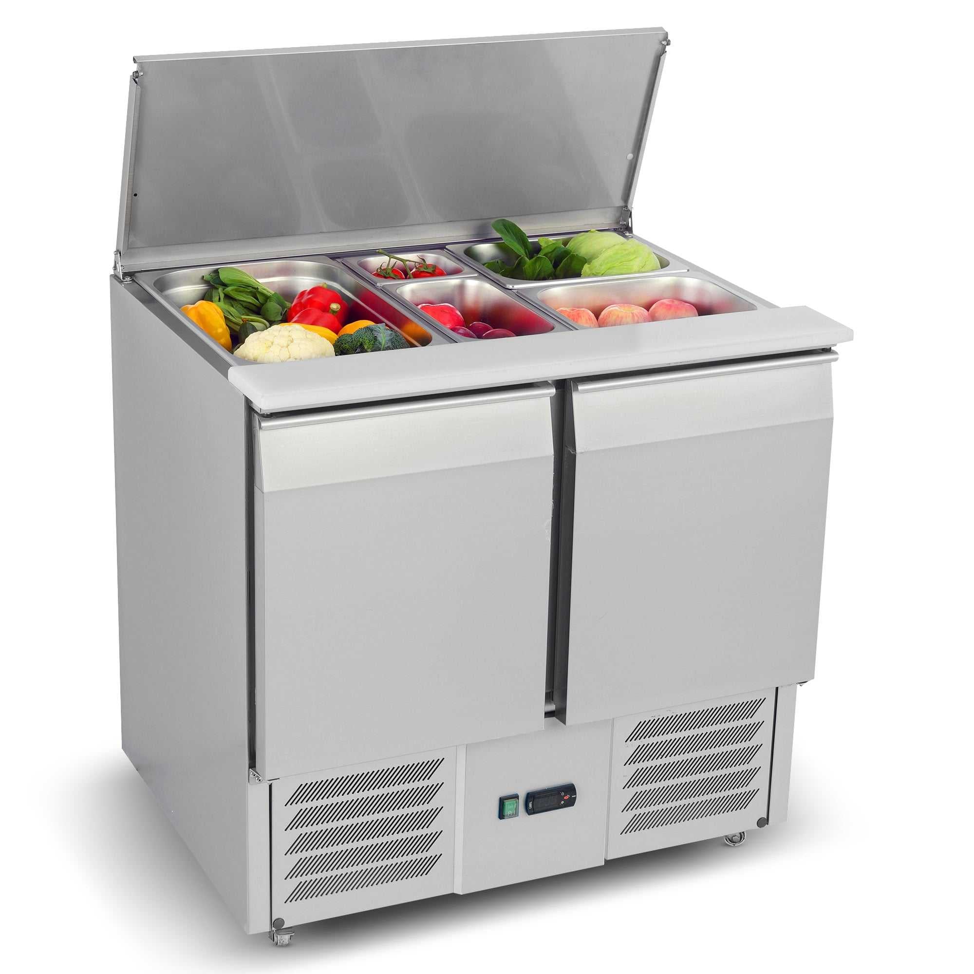 Carina Refrigerated Salad Workbench Stainless Steel Pizza and Salad Preparation Counter Commercial Display Case (S900STD) - Image 2