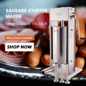 MorganGastro Sausage Stuffer 2 Speed Stainless Steel Vertical Sausage Maker (32Lb / 15 Liter)(Official Refurbishment)