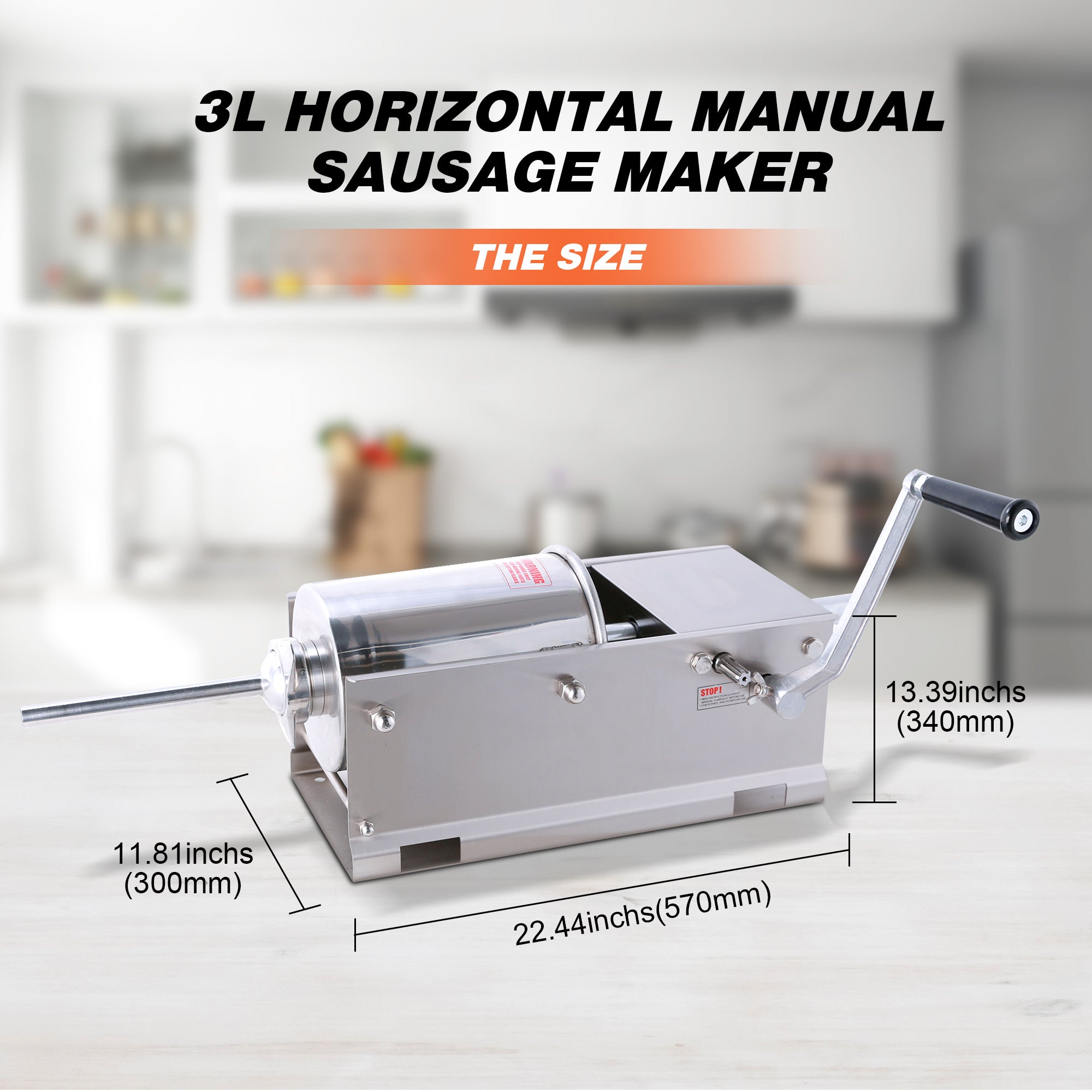 MorganGastro Sausage Stuffer 2 Speed Stainless Steel Vertical Sausage Maker (7Lb/3L(Horizontal) - Image 2