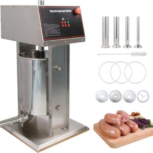 MorganGastro 20L/44lb Electric Sausage Stuffer Machine, Stainless Steel Vertical Sausage Maker with 4 Stuffing Tubes