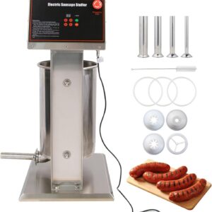 MorganGastro 25L/55lb Electric Sausage Stuffer Machine, Stainless Steel Vertical Sausage Maker with 4 Stuffing Tubes
