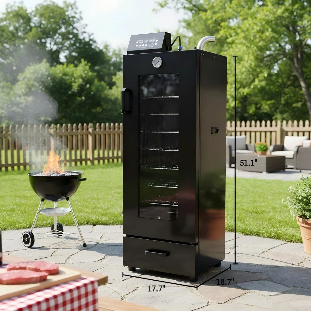 MorganGastro 8 Racks Commercial Electric Smoker with Visible Door, Vertical Black Smoke Oven for Sausage, Jerky & BBQ - Image 2