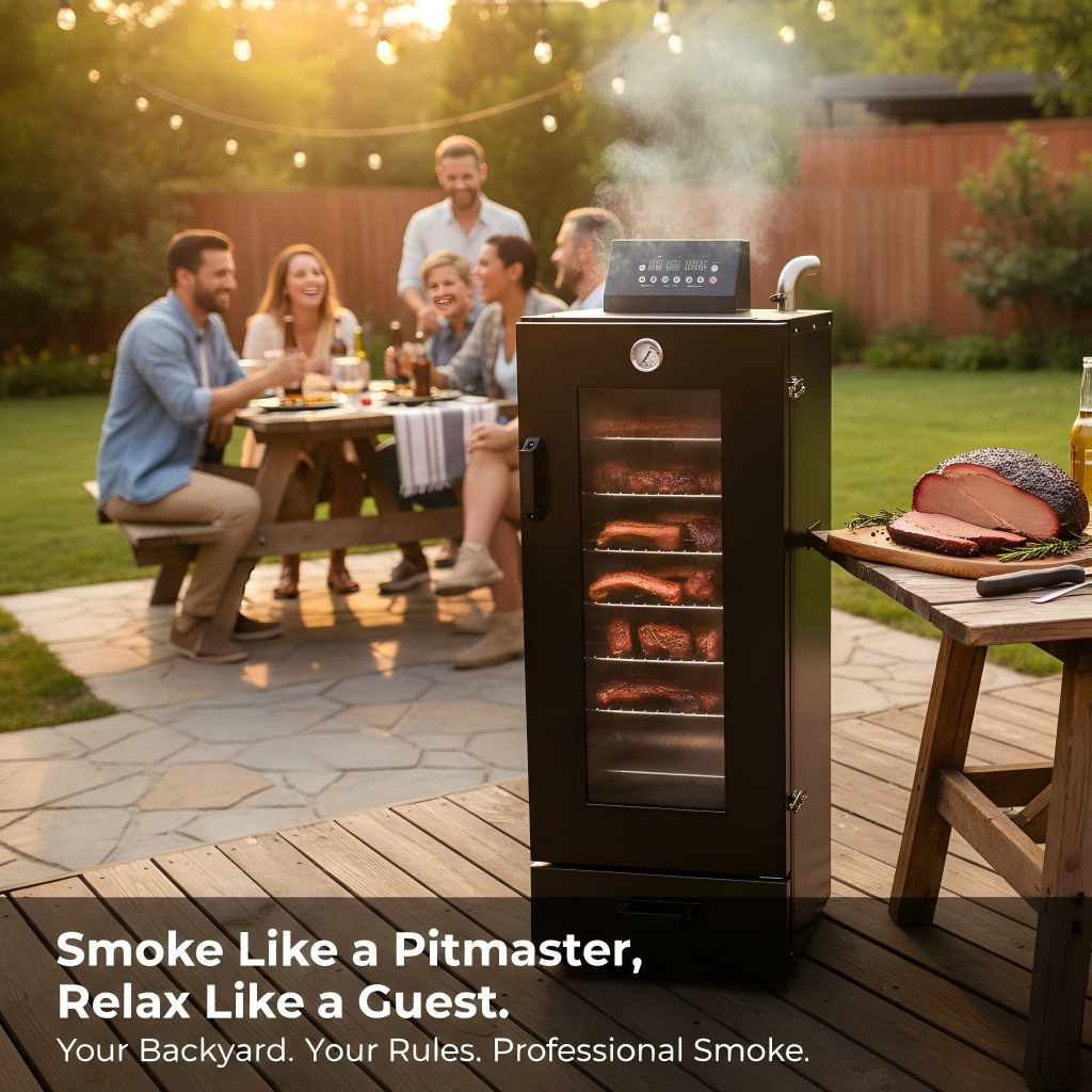 MorganGastro 8 Racks Commercial Electric Smoker with Visible Door, Vertical Black Smoke Oven for Sausage, Jerky & BBQ - Image 3