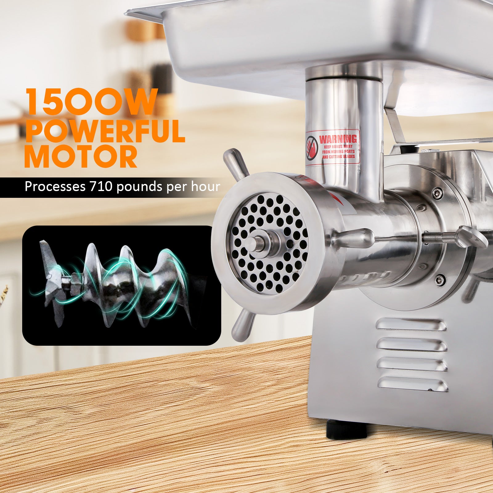 MorganGastro TC Series Commercial Stainless Steel Electric Meat Grinders (TC32) - Image 3