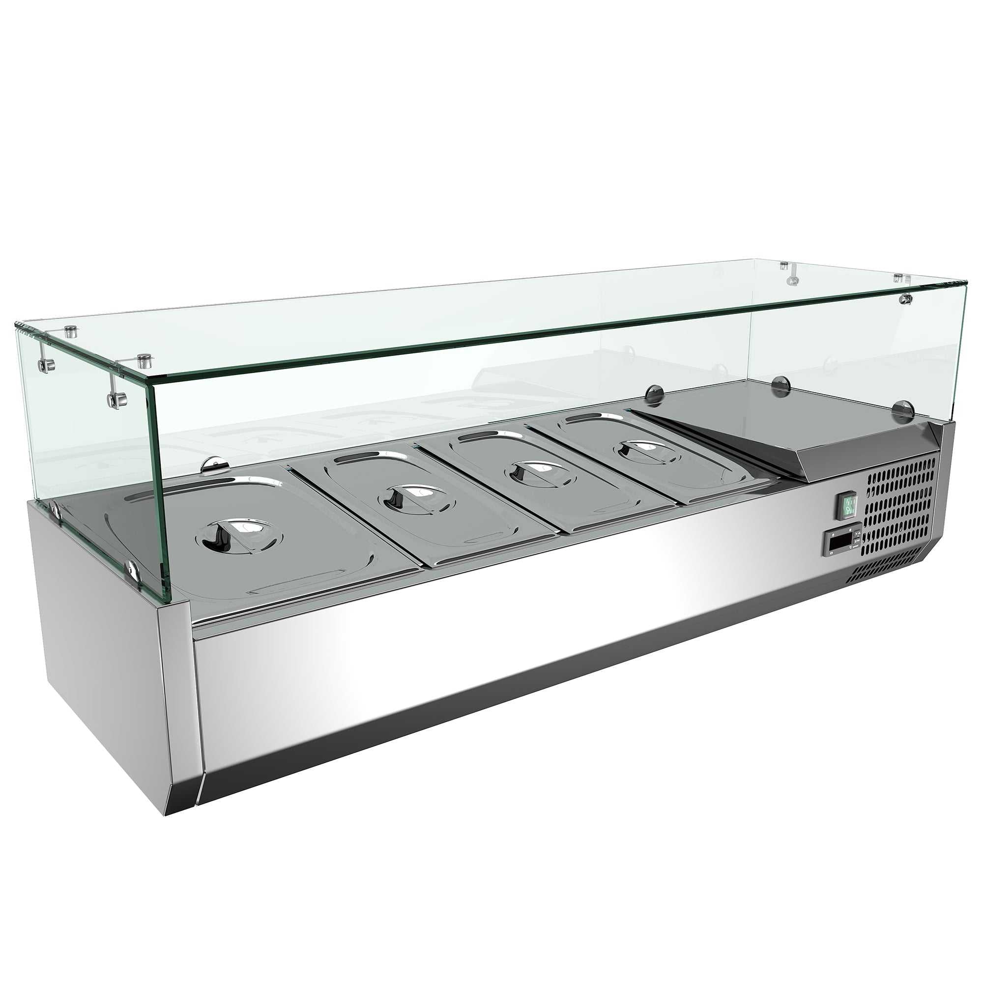 Carina VRX1200/380 Refrigerated Counter-Top Prep Unit w/ Glass Sneeze Guard 1.2M 2-6°C