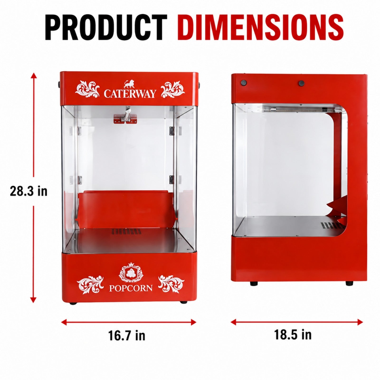 Caterway 305W Commercial Popcorn Warmer Display Cabinet with LED Light - Image 2