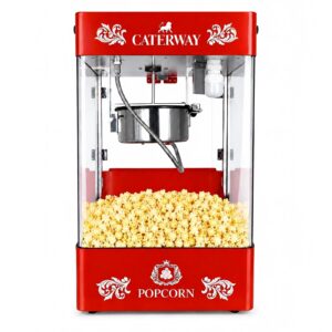 Caterway 8 oz Commercial Popcorn Machine, 1305W Countertop Popcorn Maker with Built-in Warmer & Light, Red Theater Style Popcorn Popper
