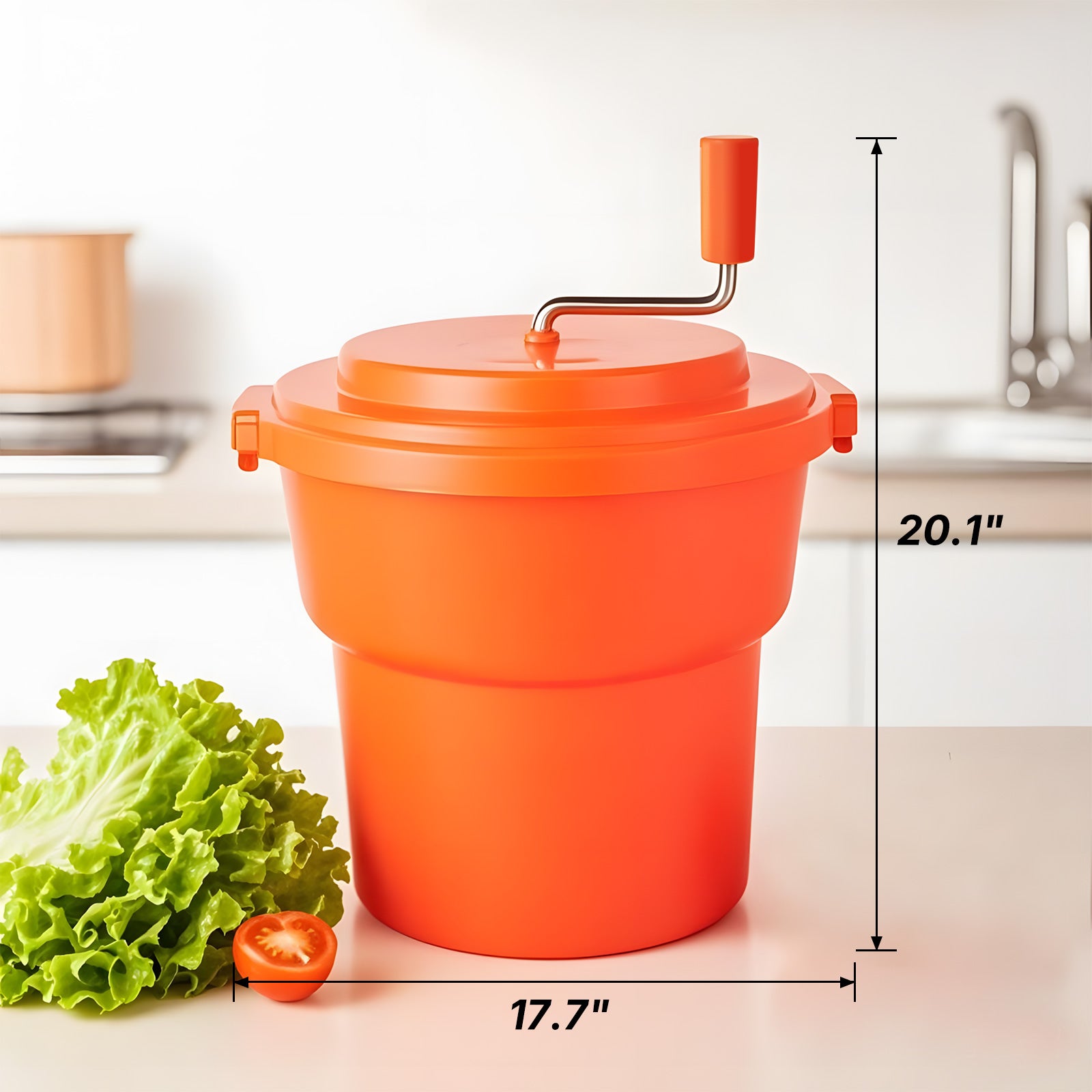 Clivia 5 Gal/20 Qt Commercial Salad Spinner, Large Manual Lettuce Dryer & Vegetable Spinner Dryer with Brake and Drain - Image 2